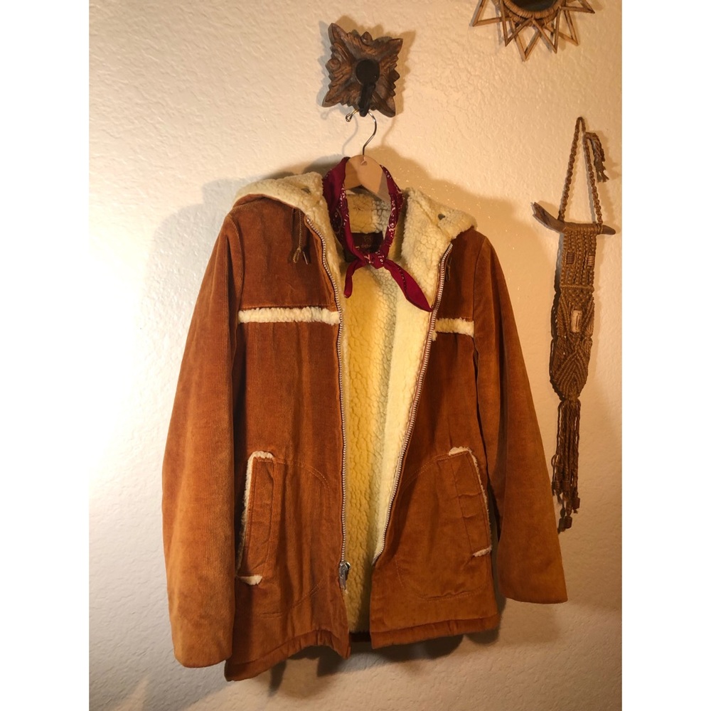 Vintage 60s Sherpa Corduroy Zip Coat